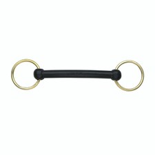 Shires Overcheck Rubber Horse Bradoon Bit - Black - 3.5in