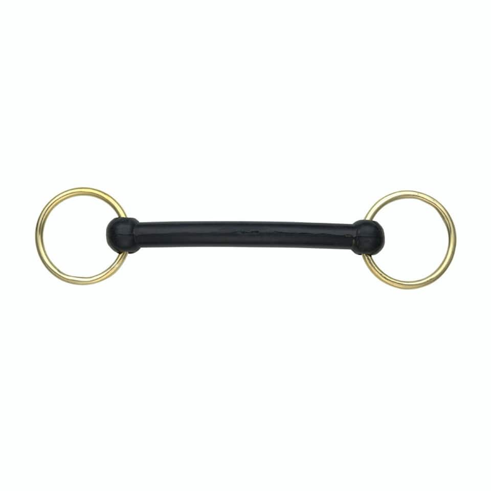 Shires Overcheck Rubber Horse Bradoon Bit - Black - 3.5in