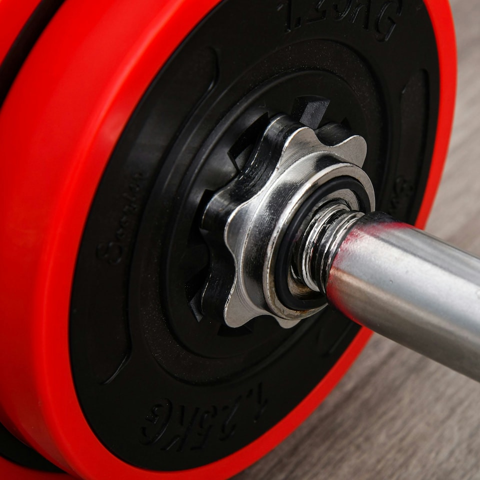image 1 of HOMCOM 20KGS Dumbbell & Barbell Adjustable Ergonomic Set Exercise in Home Gym Red | Black | Standard