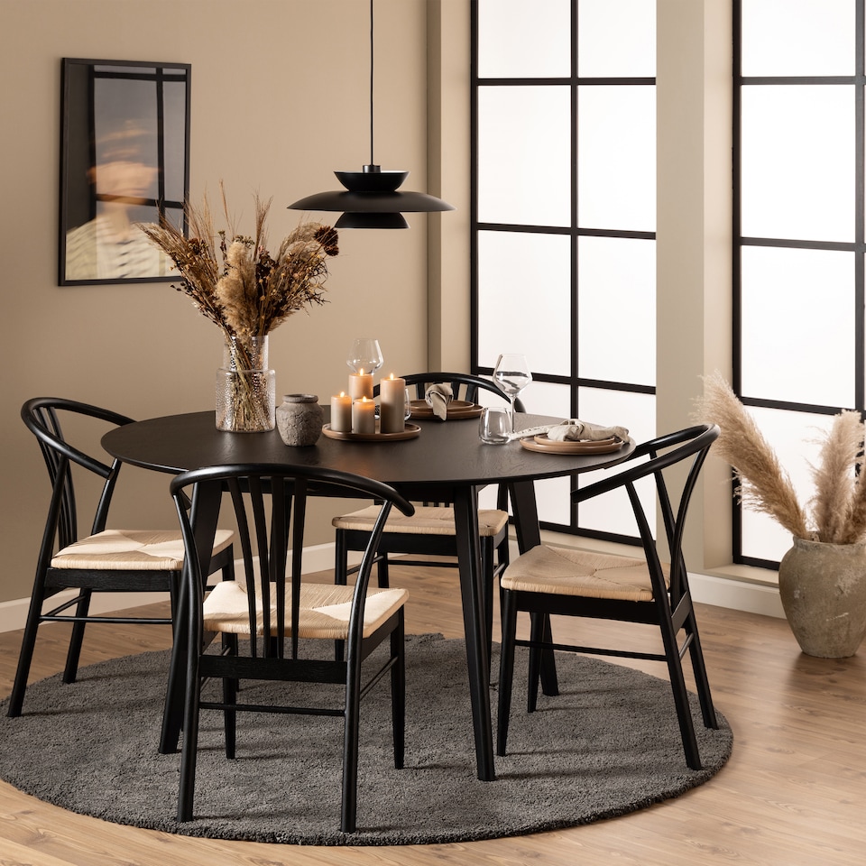 image 1 of Roxby Round Dining Table in Black 140x76cm