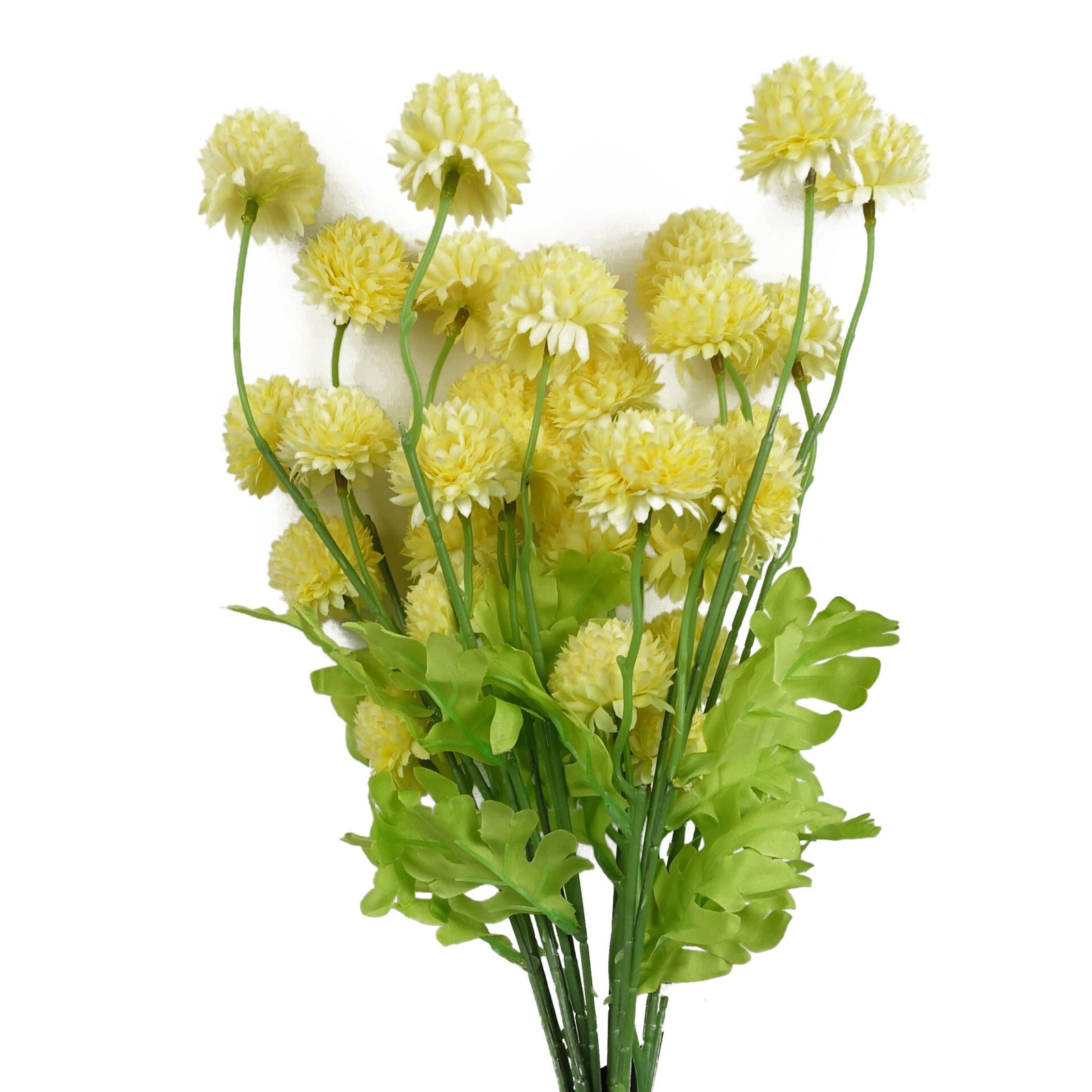 Pegdev Pack of 6 50cm Artificial Yellow Dahlia Pompom Stems for Décor