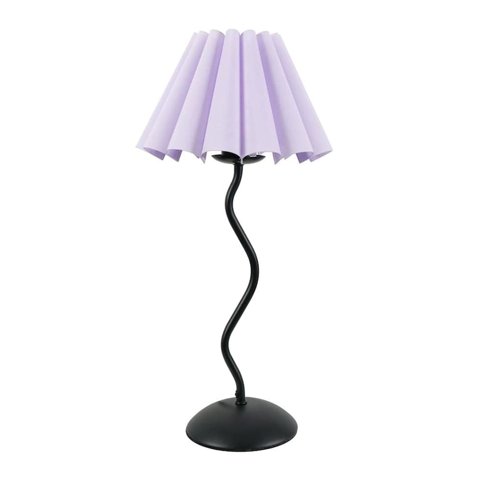 image 1 of ValueLights Wiggle Black Metal Table Lamp Lilac Scallop Taper Shade