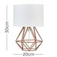 image 3 of ValueLights Pair of Small Copper Metal Basket Cage Table Lamps with a White Fabric Shade - Complete with 4w LED Golfball Bulbs 3000K Warm White White