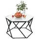 image 6 of HOMCOM Coffee Table Cocktail Table with High Gloss Marble Top Steel Frame White White