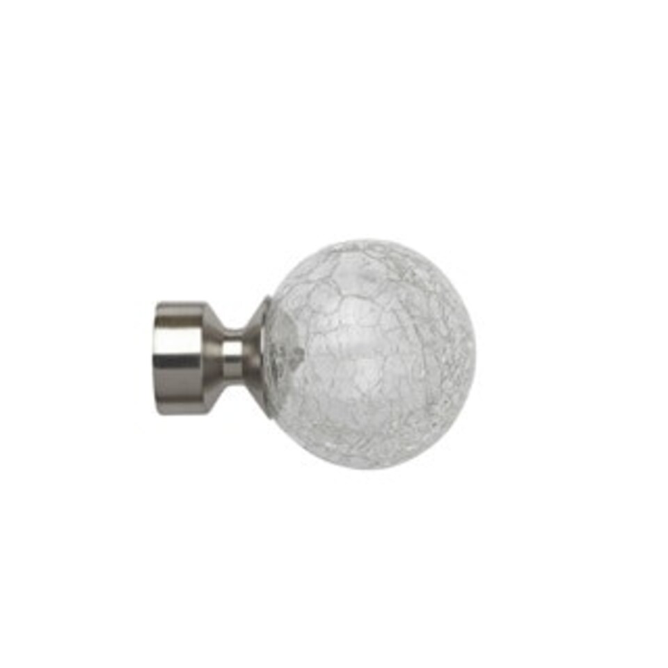 image 1 of 25-28mm Crash End Satin Silver Metal Curtain Pole Set 120 - 210cm Silver | Silver