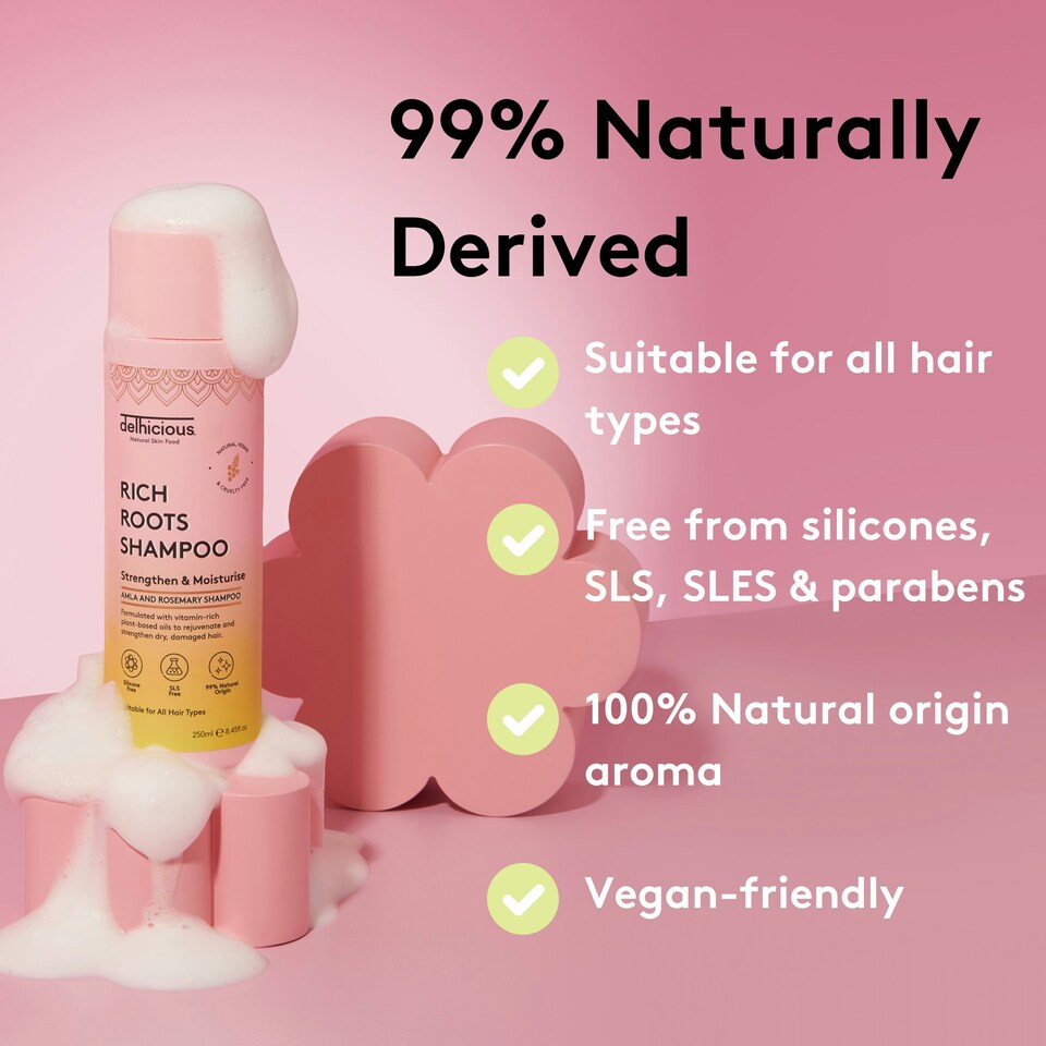 image 1 of Delhicious Rich Roots Strengthen & Moisturise Shampoo- Superfood Amla & Rosemary Oil