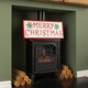 image 6 of 57cm Metal Merry Christmas Hanging Sign in Red & White with Green Snowflakes