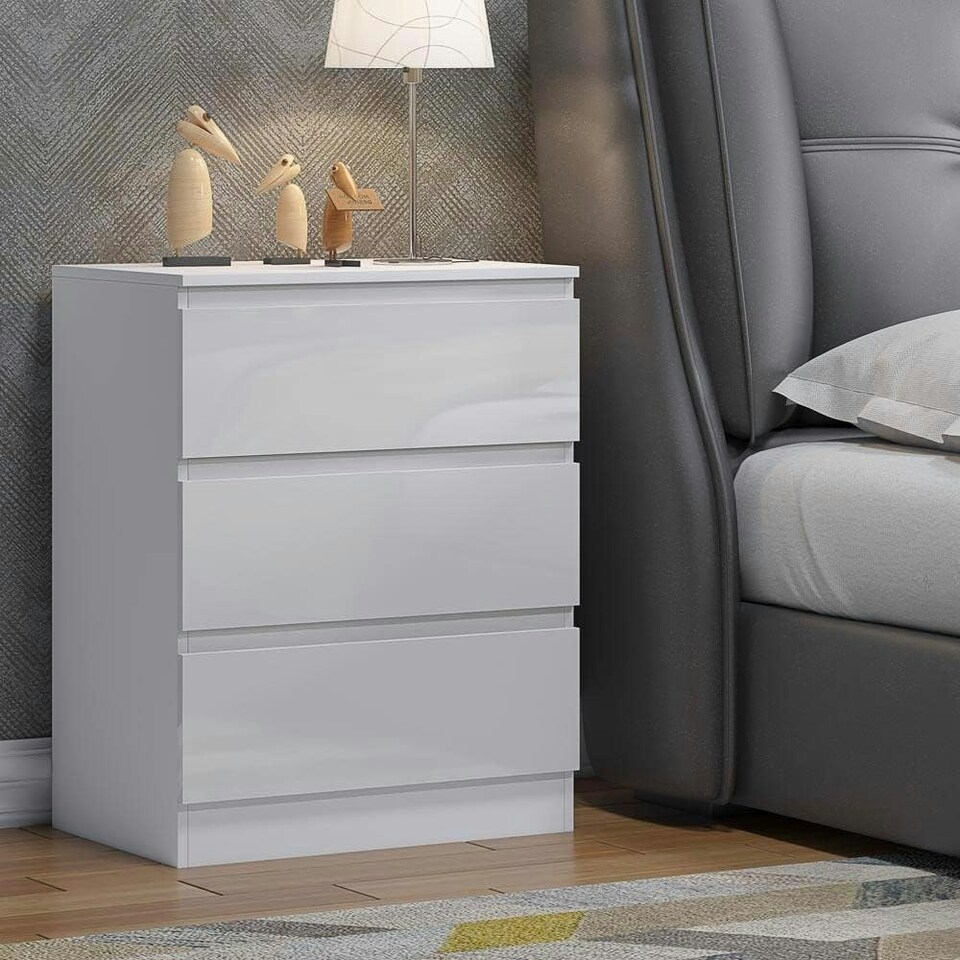 image 1 of FWStyle Carlton 3 Drawer Chest Of Drawers - White Gloss Front