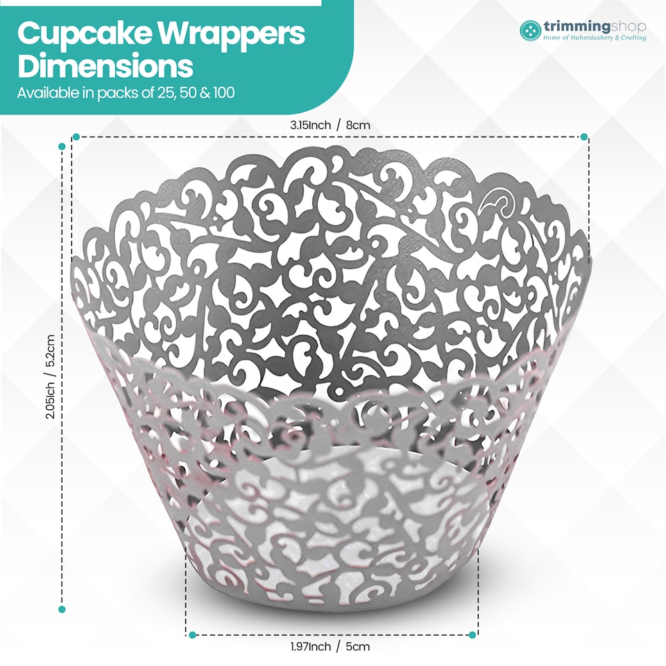 image 1 of Cupcake Wrappers Laser Cut Floral Design Paper Cup Holders - 25pcs