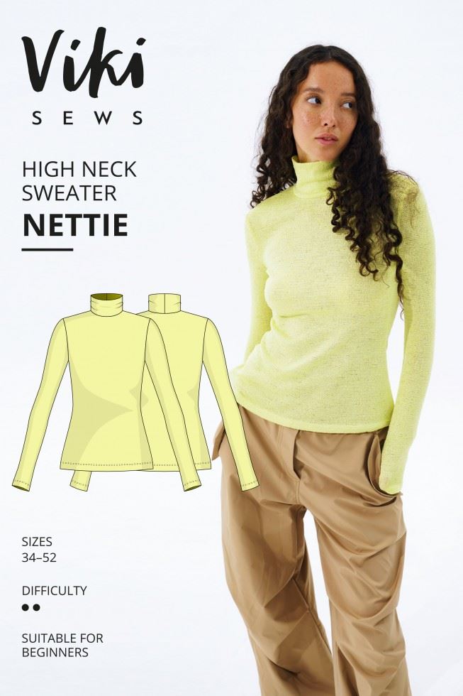 Vikisews Nettie High Neck Sweater Paper Sewing Pattern – Women’s Tops & Sweaters, UK Sizes Uk 4–22, Easy