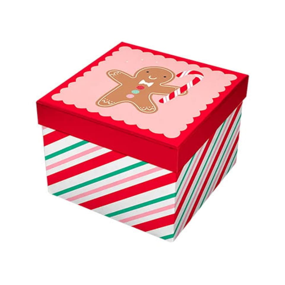 image 1 of Gingerbread Christmas Square Gift Box 16cm