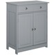 image 1 of kleankin 75x60cm Freestanding Bathroom Storage Cabinet Unit w  2 Drawers Cupboard Adjustable Shelf Metal Handles Traditional Style Grey