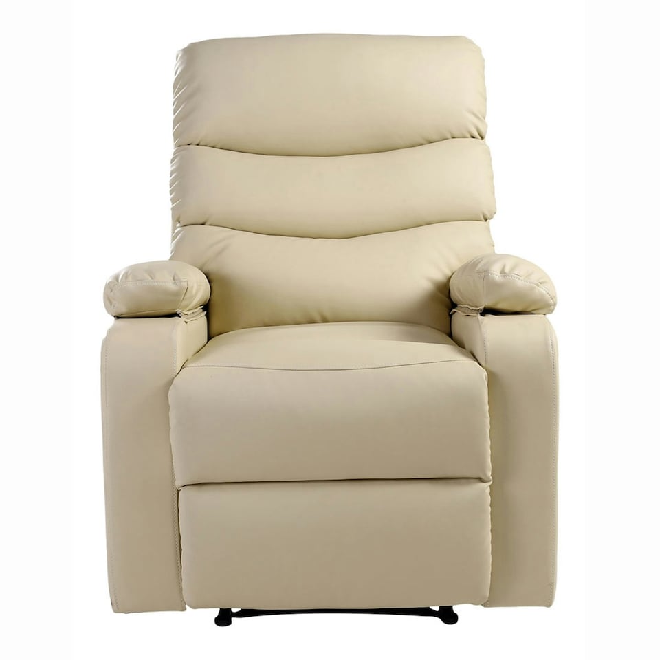 image 1 of Ashby Leather Recliner Armchair Sofa Home Lounge Chair (Cream)