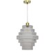 image 2 of Set of 2 Benson - Tiered Large Glass Satin Brass Ceiling Pendant Light
