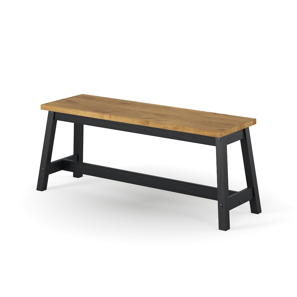 image 1 of Corona Live Edge Dining Bench - Double Seater Wooden Bench in Black or Grey Finish | Black | Black | One Size | 1