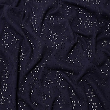Minerva Core Range Navy Embroidered Cotton Jersey Stretch Knit Fabric for Dressmaking, 150cm / 59" Wide - per metre