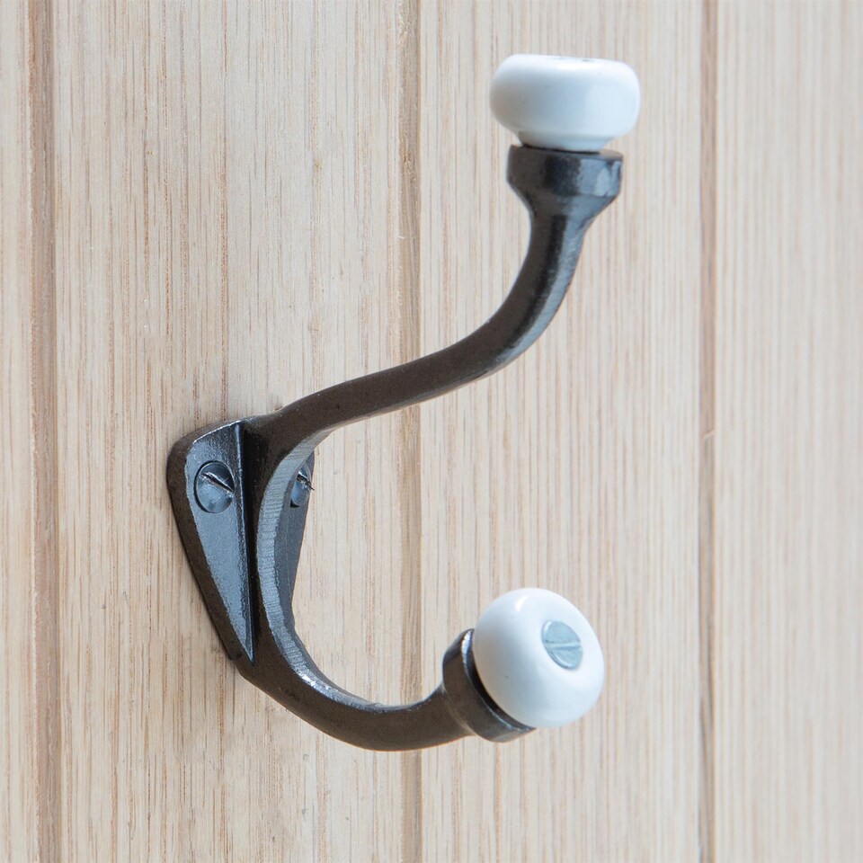 image 1 of Hammer & Tongs White Ceramic Ball Hat & Coat Hook - W30mm x H105mm - Raw