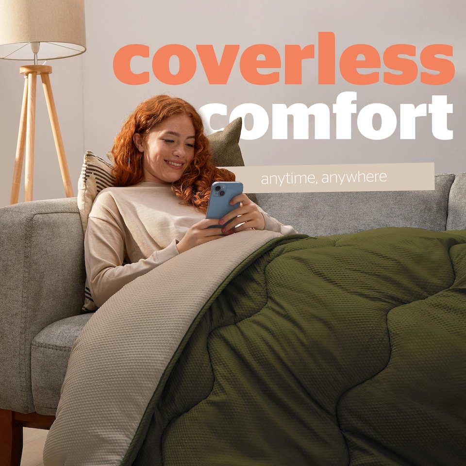 image 1 of Silentnight 10.5 Tog Seersucker Coverless Duvet and Pillowcase Set N/A | Olive/Natural | King