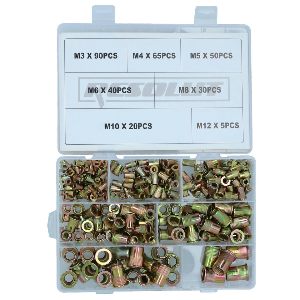 image 1 of Steel Blindnut Fastener Nut Serts Inserts Rivets Assorted Sizes 3 - 12mm 300pc
