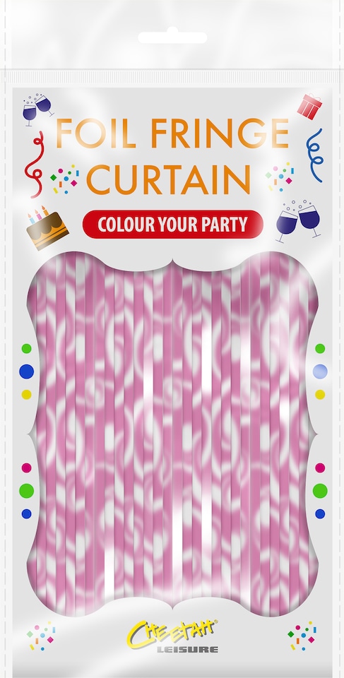 image 1 of Christmas Reindeer Tinsel Curtain 3M x 1M Pink
