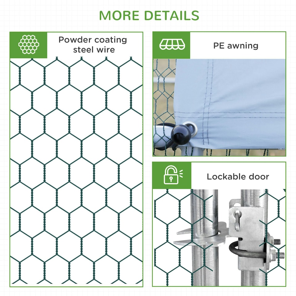 image 1 of PawHut Walk In Chicken Run Large Galvanised Chicken Coop w/ Cover 3 x 1.7 x 1.9m