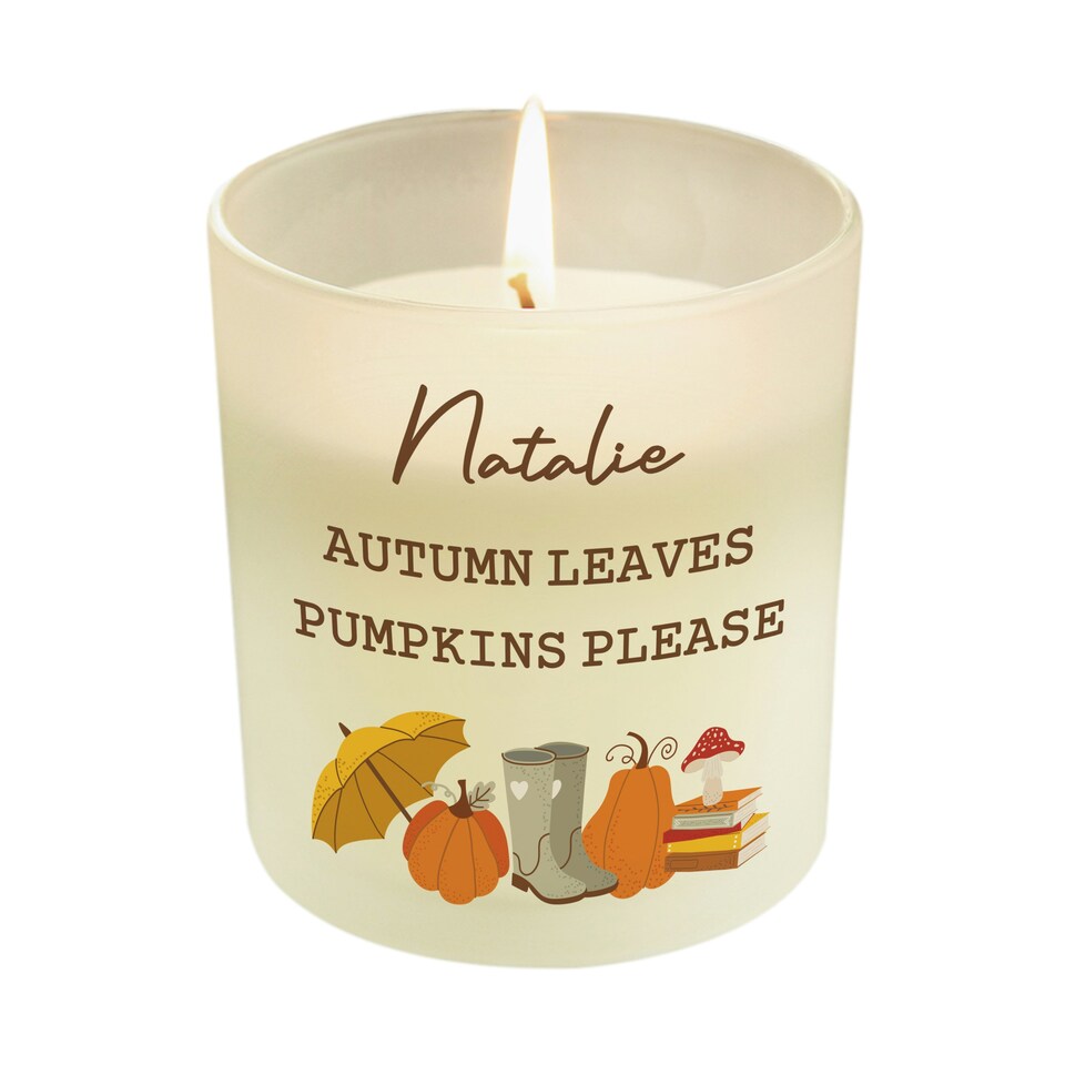 image 1 of Personalised Pumpkin Frosted Glass Candle | White