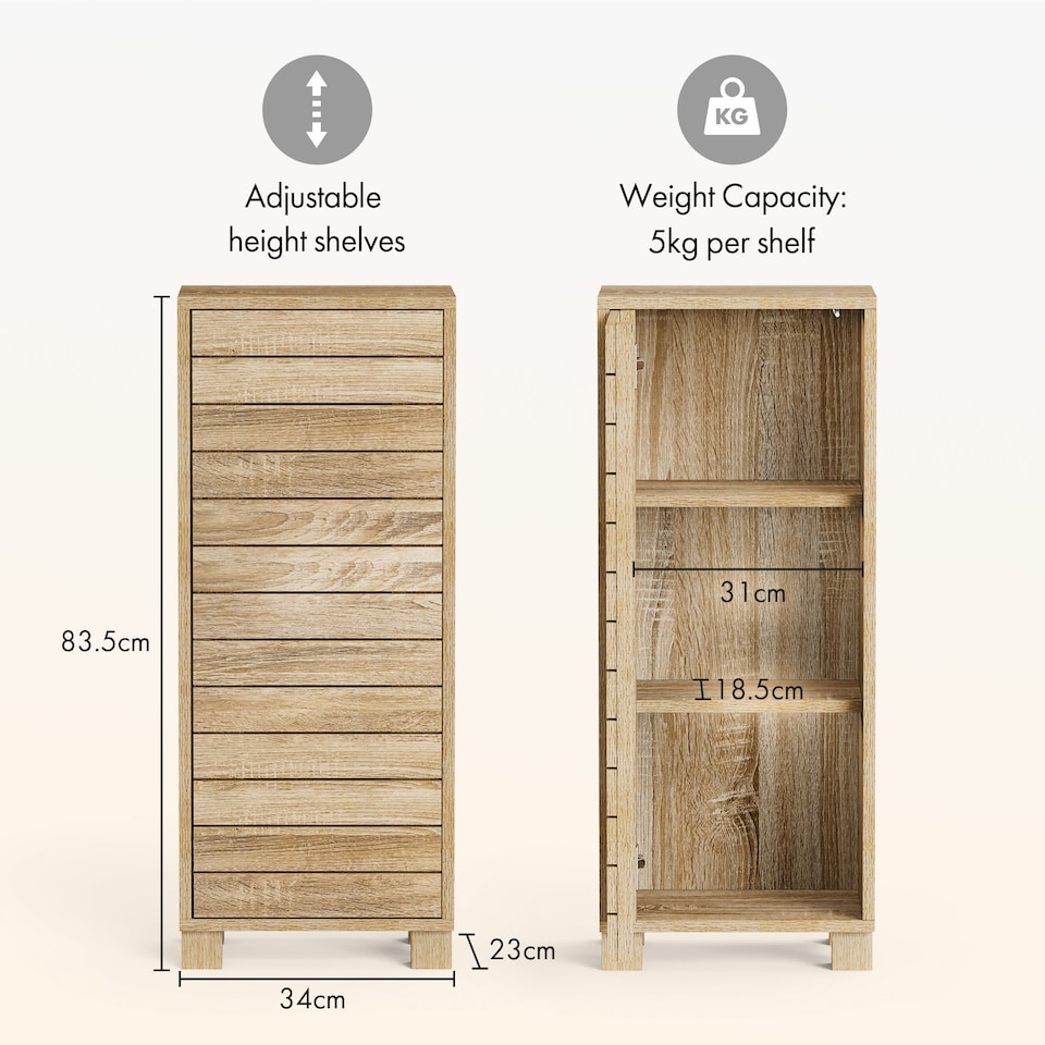 image 1 of VonHaus Chester Bathroom Storage Cabinet in Oak Effect