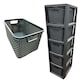image 1 of 5 Drawer Large Spacious Rattan Effect Grey Home Office Modular Storage Tower Unit Grey
