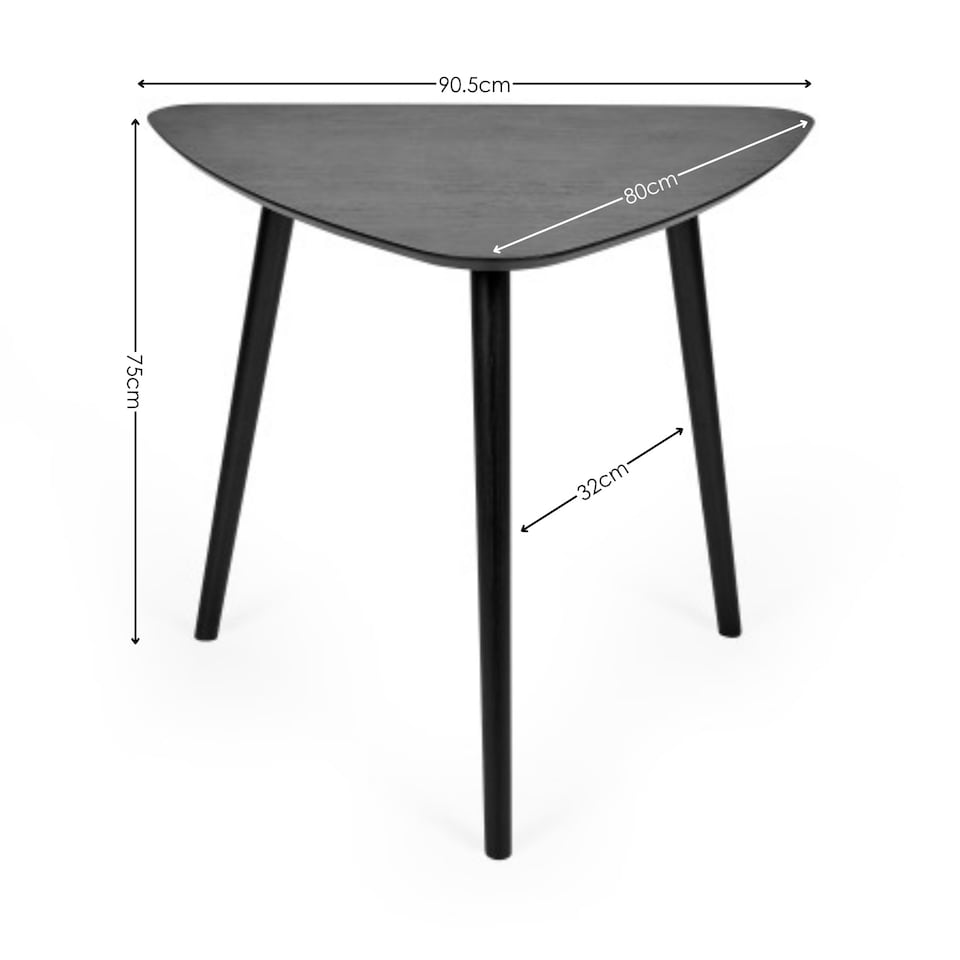 image 1 of Athena Black Triangular 3 Seater Dining Table