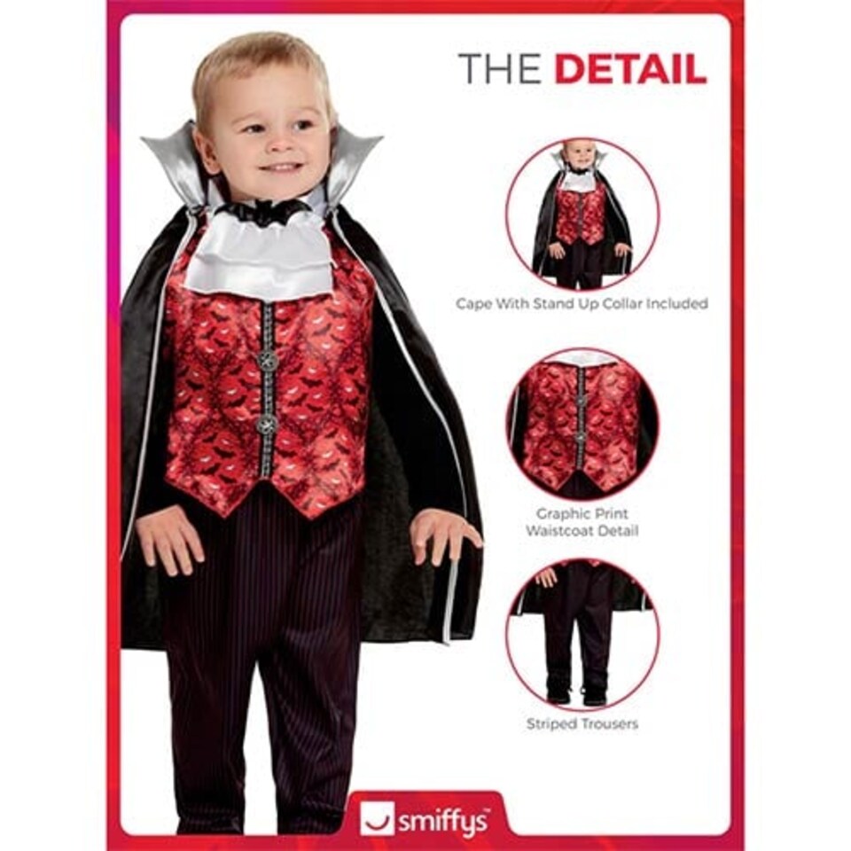 image 1 of Vampire Fancy Dress Costume Unisex Toddler Age 3-4