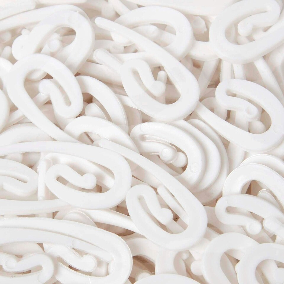 image 1 of Homescapes White Curtain Hooks 150pcs - 30mm