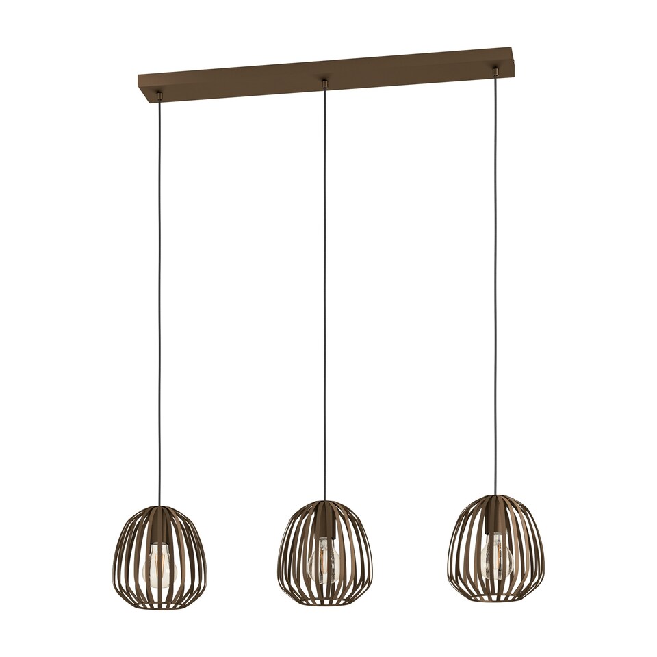 image 1 of EGLO Espinal Bronze Steel Caged Style Contemporary 3-Light Pendant