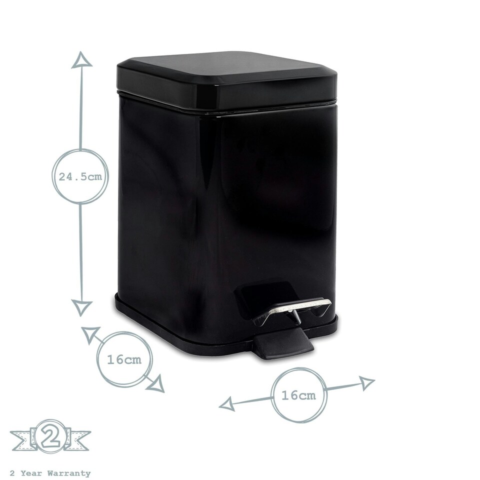 image 1 of Harbour Housewares Mismatched Toilet Brush & Bin Set - Black