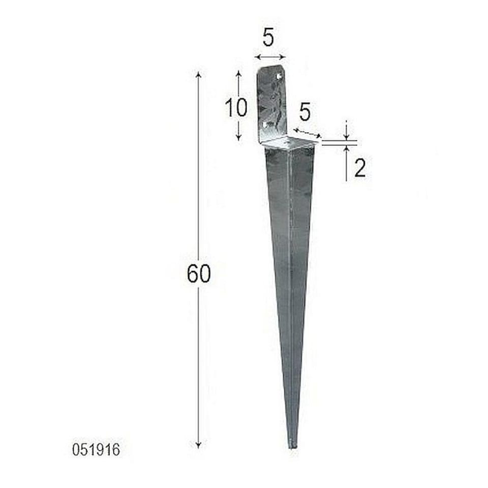 image 1 of Primrose Zinc Plated Spiked Fence Post Holder Kit Underground Stake Set 60cm