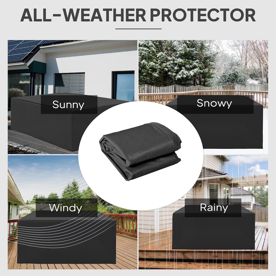 image 1 of Outsunny 275x205cm Outdoor Furniture Protective Cover Black | Black | Black | 275cm x 205cm x 90cm