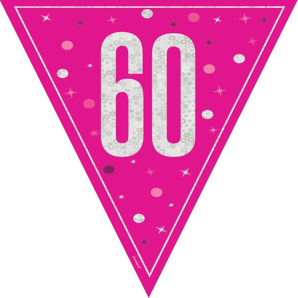 GLITTER PINK 60 FOILAG BANNER-9FT -  UNIQUE N/A
