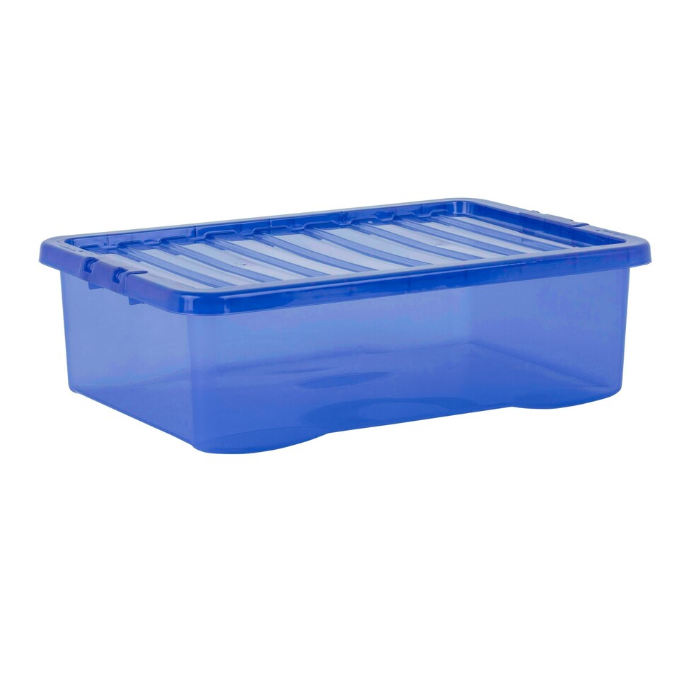 image 1 of Wham Crystal 5 x 32L Stackable Plastic Storage Boxes with Lids Clear