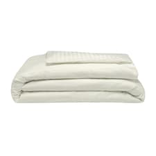 Belledorm 540 Thread Count Satin Stripe Duvet Cover Set - Ivory - Kingsize