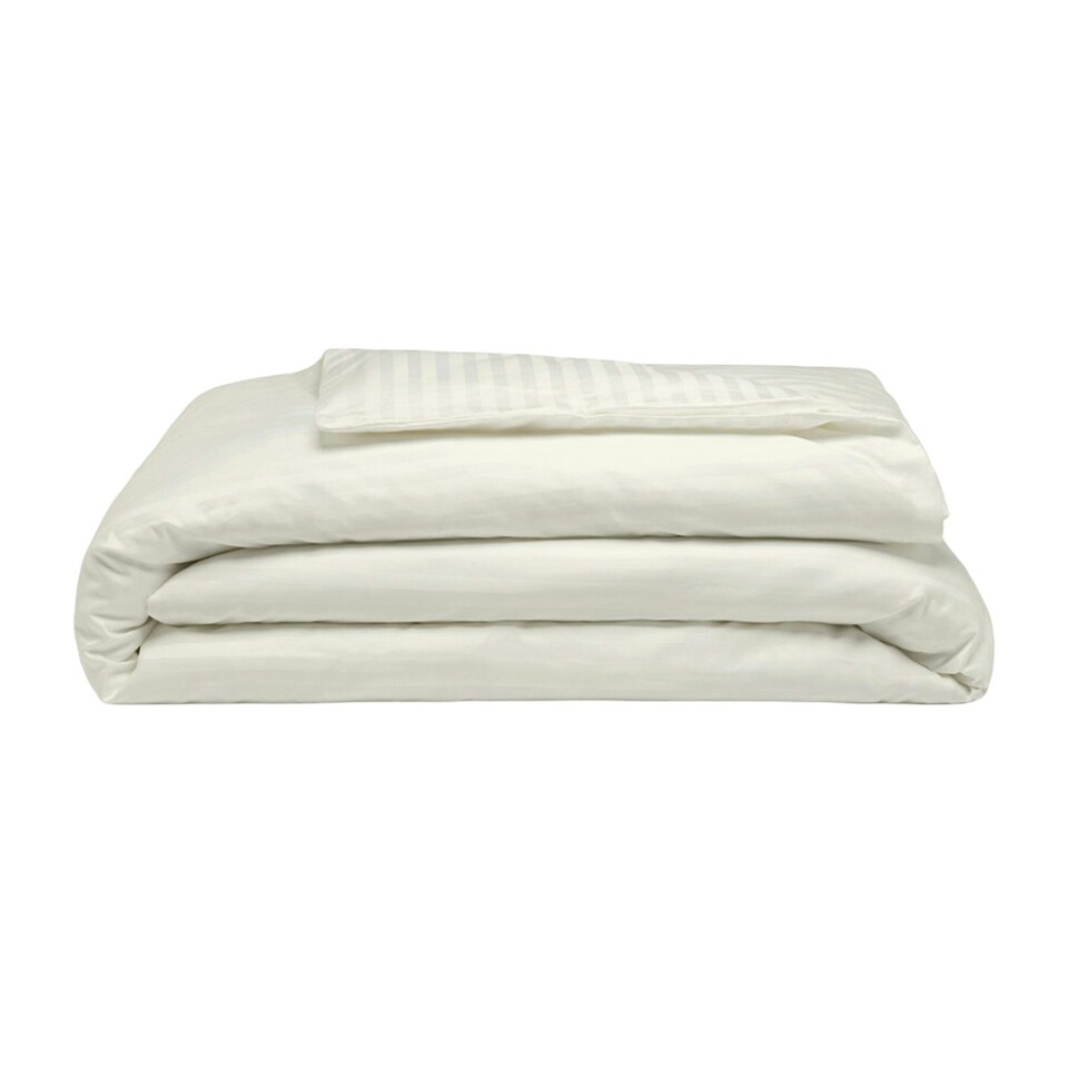image 1 of Belledorm 540 Thread Count Satin Stripe Duvet Cover Set - Ivory - Kingsize