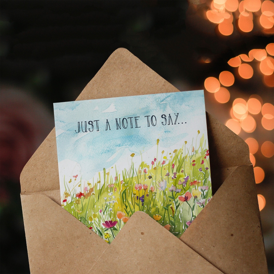 image 1 of Wildflower Meadow Watercolour Just A Note To Say Thank You Card