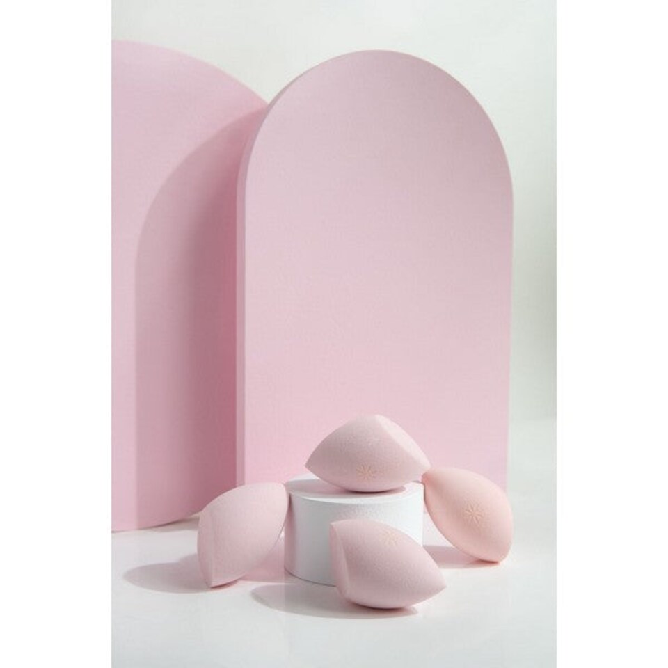 image 1 of Brushworks Wonder Sponge Bauble Set, 4 Slanted Complexion Sponges, Vegan Cruelty-Free | Pink
