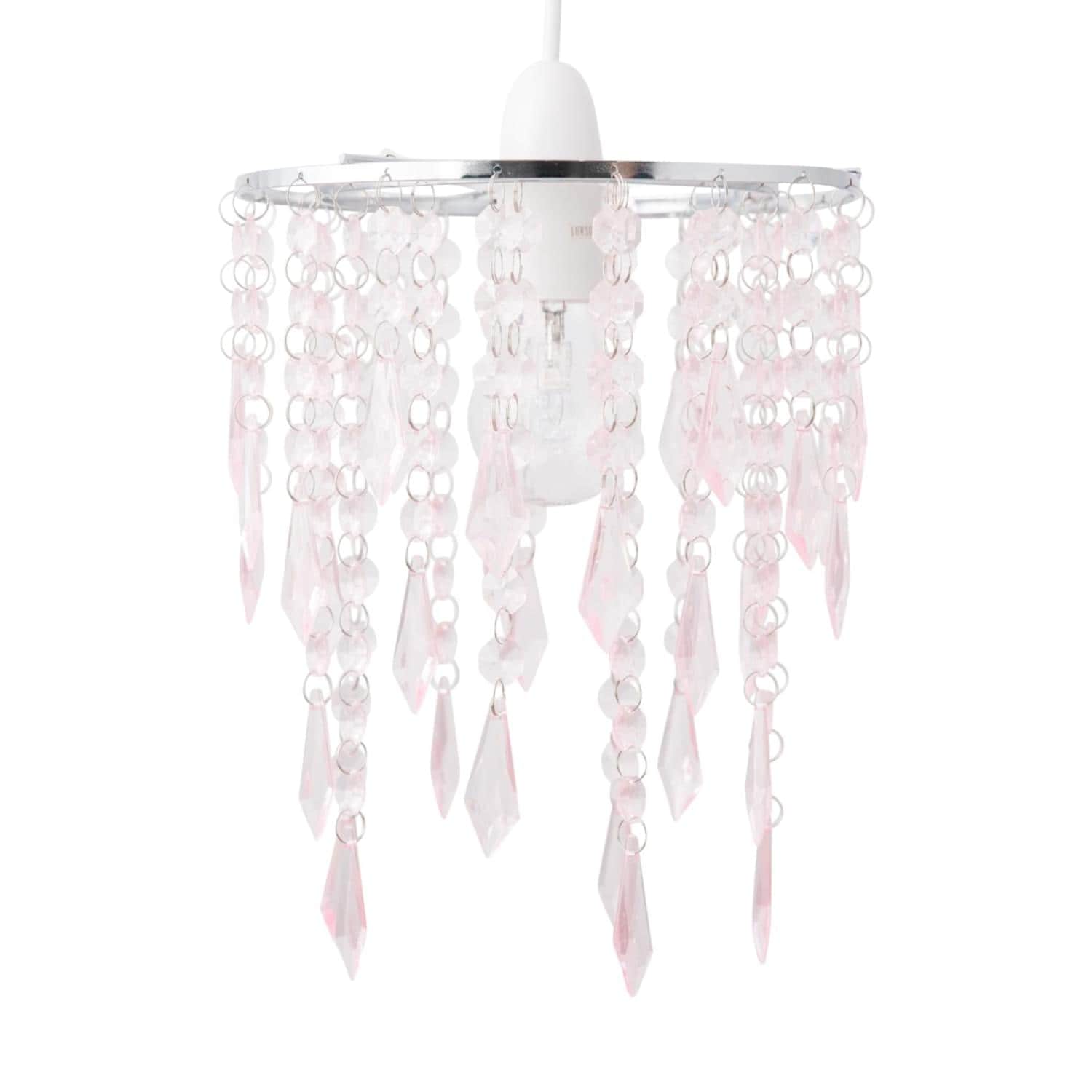 First Choice Lighting Chrome & Pink Jewels Light Shade