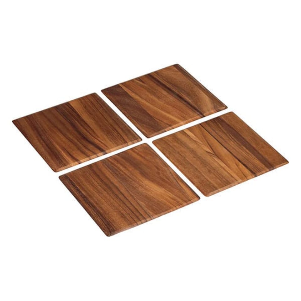 image 1 of Tala Set of 4 Lacquered Acacia Square Boards Table Mats