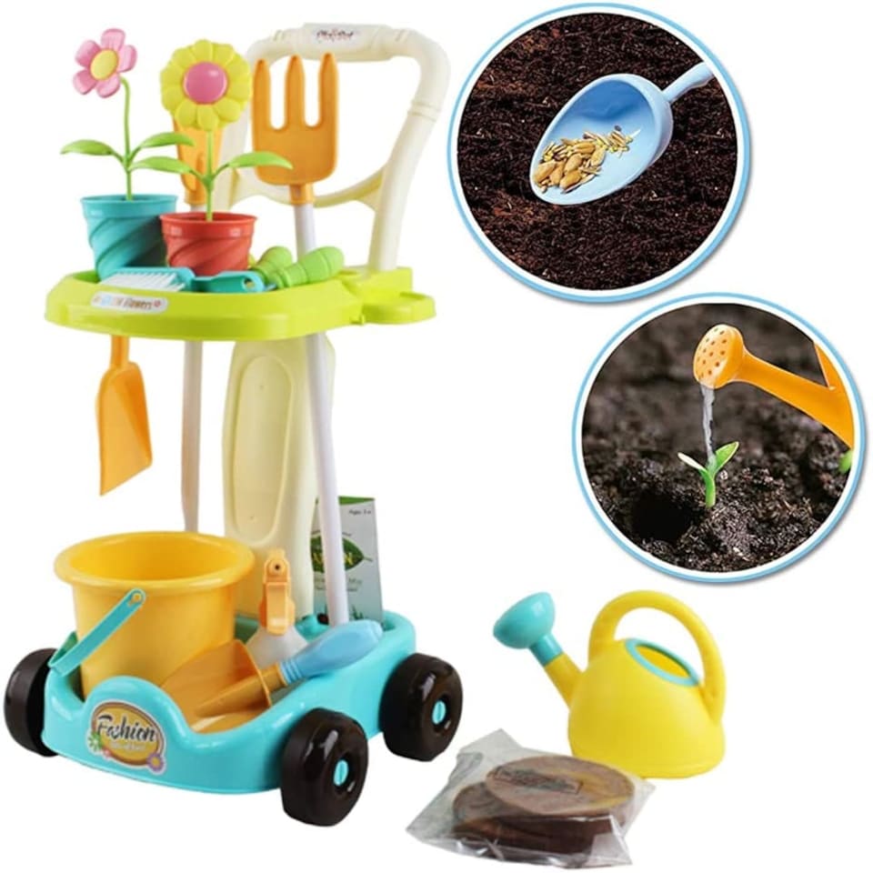 image 1 of 26 Pcs Gardening Tools and Trolley Play Set