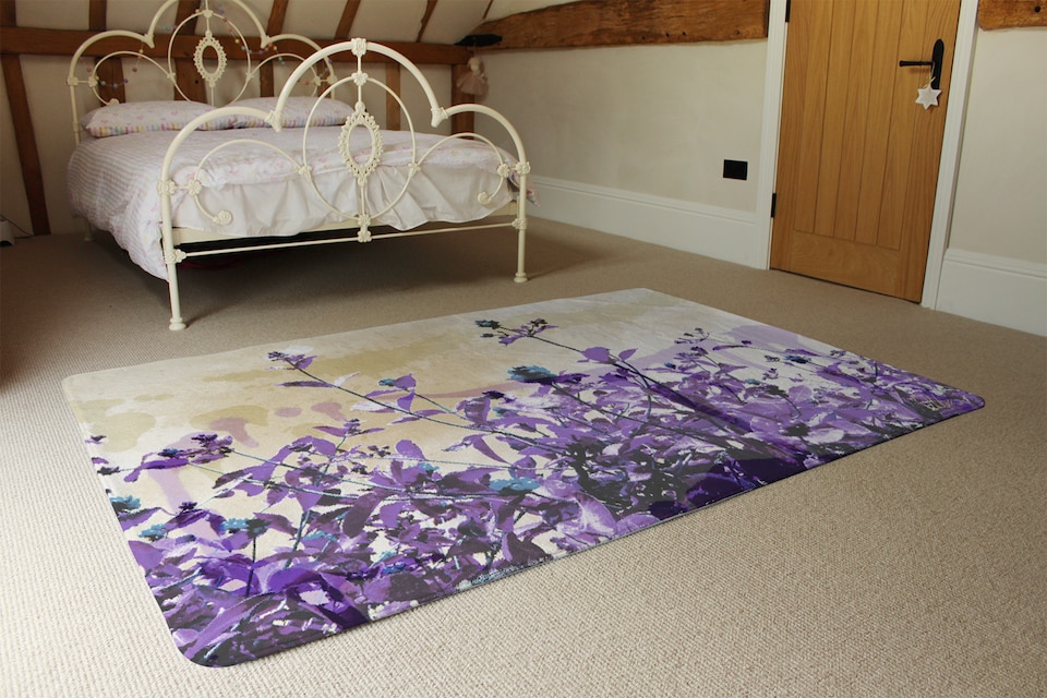 image 1 of Purple Flowers Rug | Multi