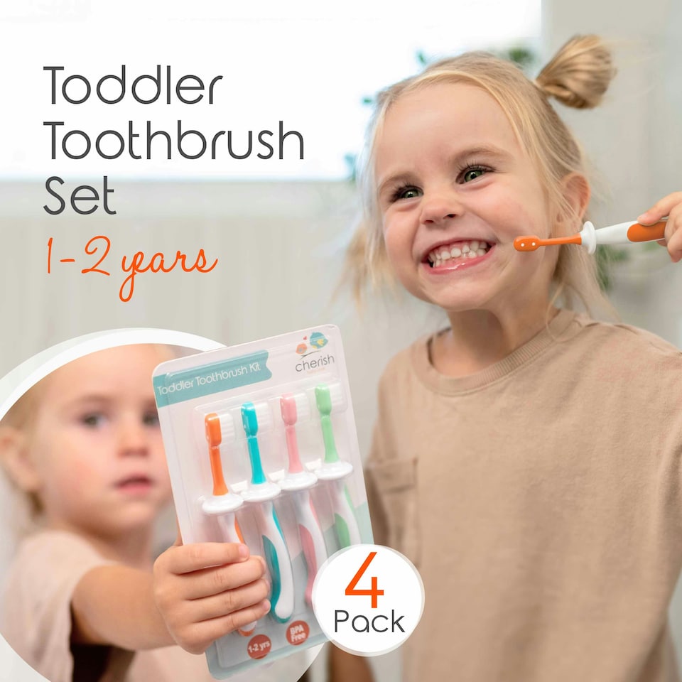 image 1 of Toddler Toothbrush (4 Pack) | Pastel