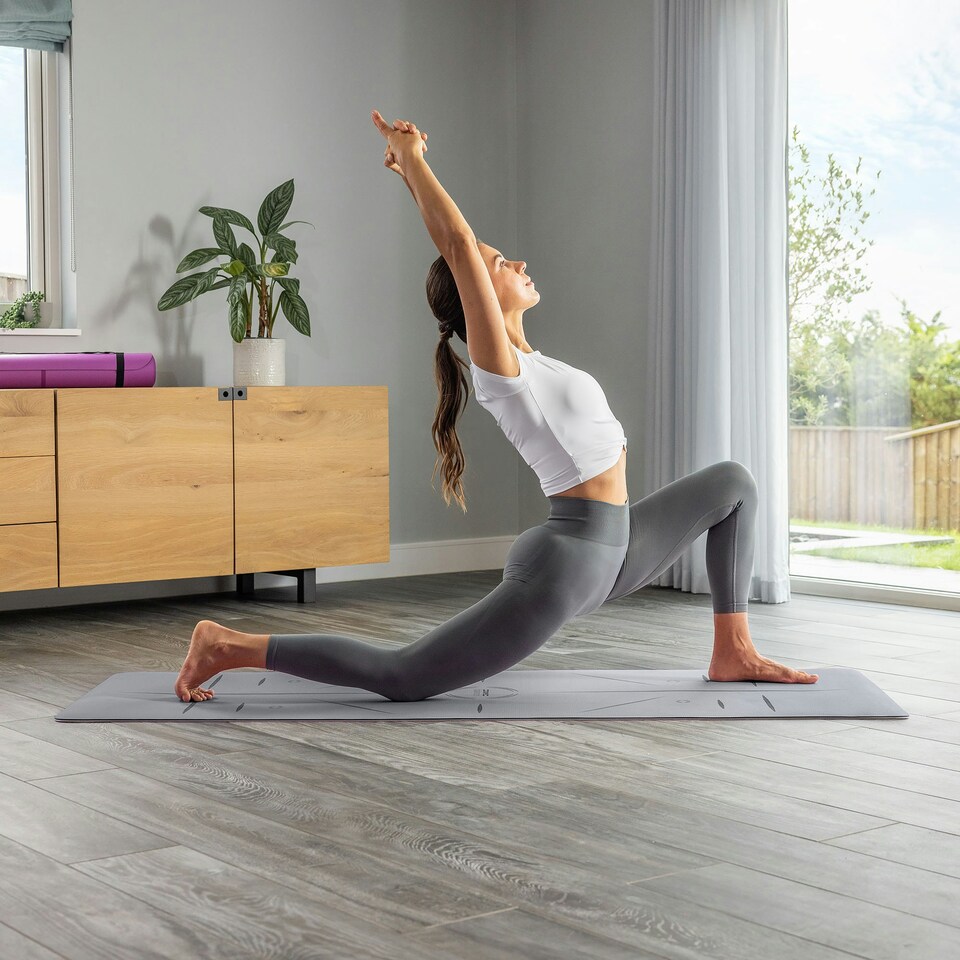 image 1 of TPE Yoga Alignment Mat (6mm Thick) - Grey