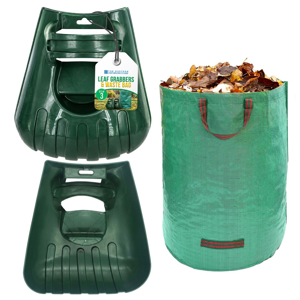 image 1 of Garden Waste Bag 500L with Leaf Scoops Garden Clean up Set