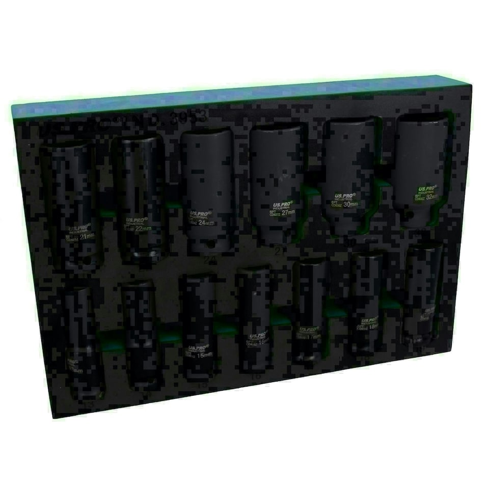 image 1 of 1/2in Drive Metric Deep Impact Impacted Sockets 6 Sided 13mm - 32mm 13pc