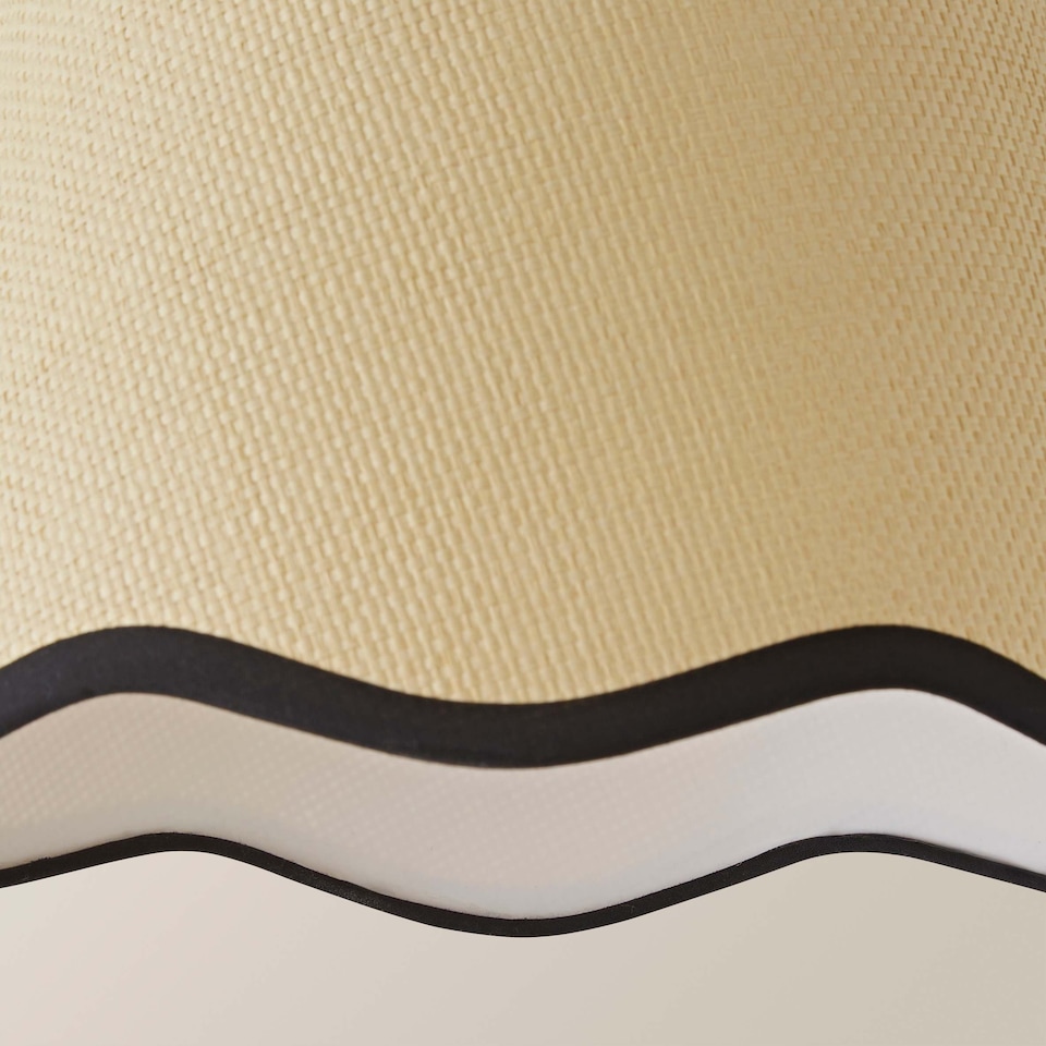 image 1 of ValueLights Dutton Natural Black Trim Scallop Small Ceiling Lamp Shade | Black